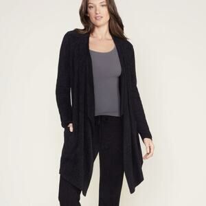 Barefoot Dreams CozyChic Lite Island Wrap Open Cardigan L/XL 436 Black Waterfall